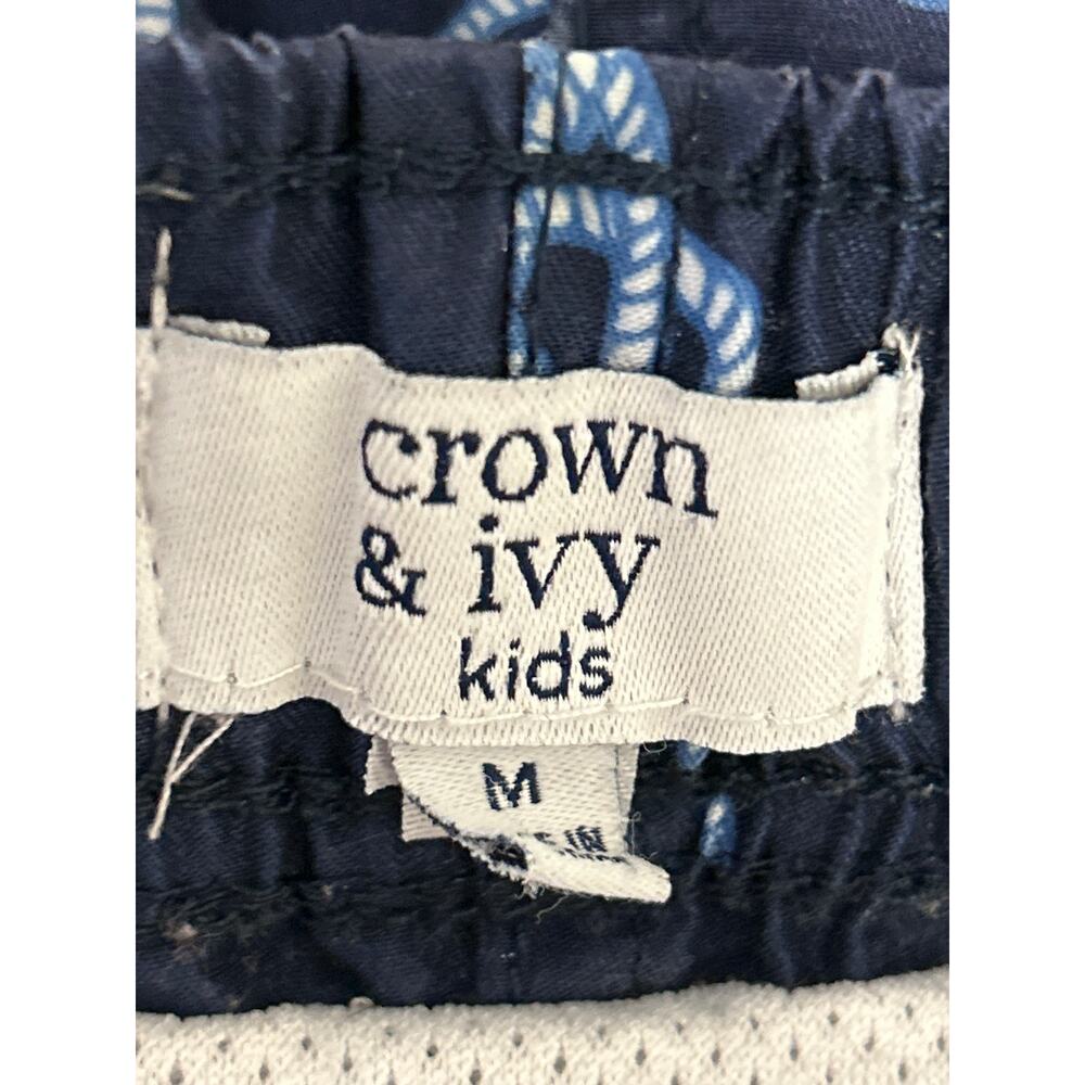 Crown Ivy boys sz M Navy swim trunks Nautical knots - Picture 3 of 5
